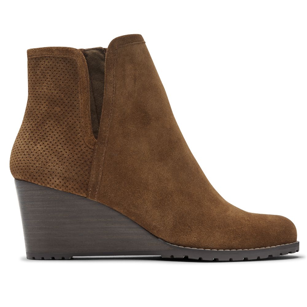 Rockport Hollis V-Cut - Womens Booties - Brown - NZ (UPE-258910)